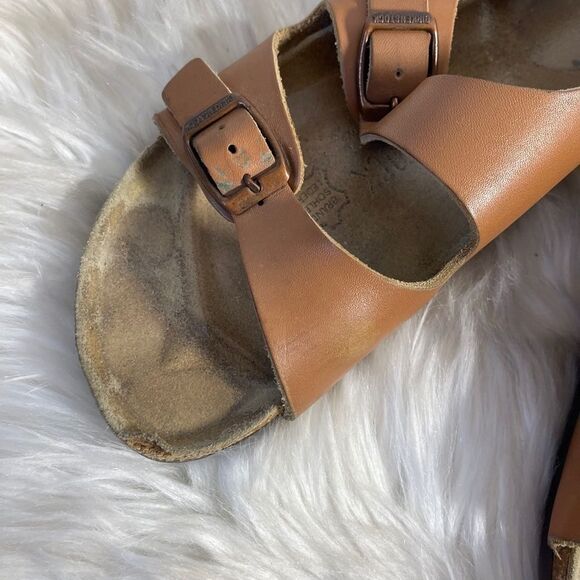 Birkenstock Arizona Tan Leather Sandals Size 7/6-6.5 - Picture 2 of 7